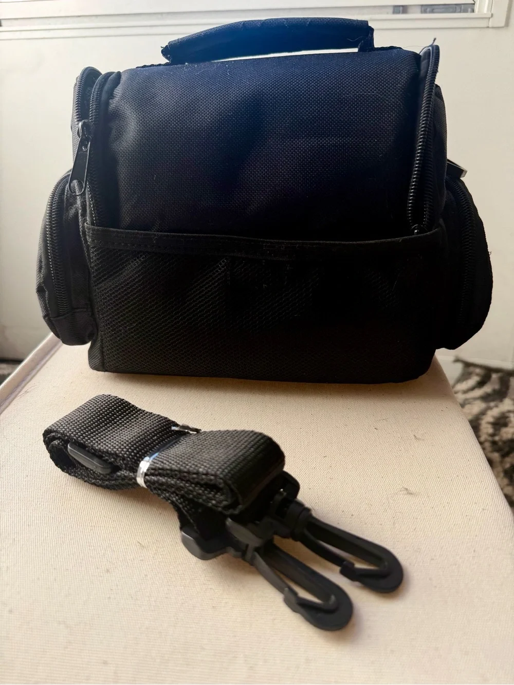 Black Compact Camera Bag with Shoulder Strap